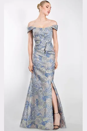 Janique 920 - Bow Ornate Floral Evening Gown