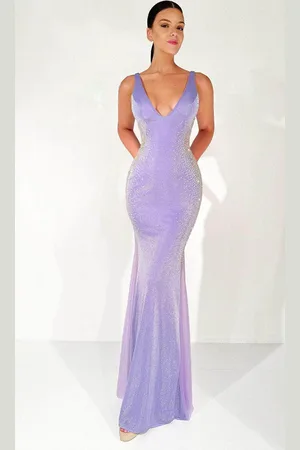 Clarisse 810620 - Sleeveless Deep V-Neck Prom Dress