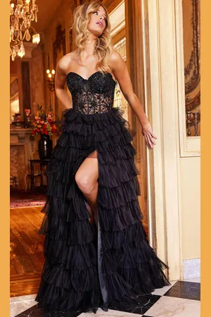 JOVANI 22226 - Strapless Tiered A-Line Prom Gown