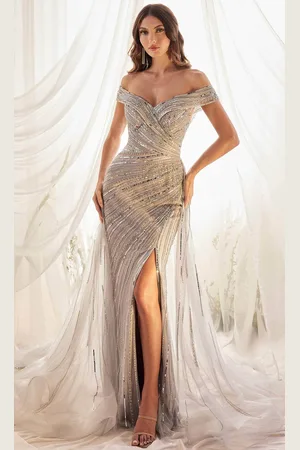 Andrea and Leo A1182 - Off Shoulder Sequined Evening Gown