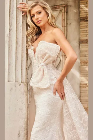 Jovani Bridal JB24653 - Embroidered Strapless Bridal Gown