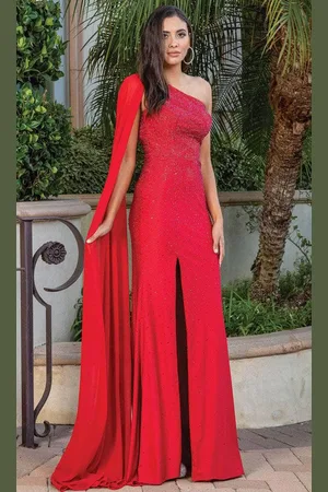 Dancing Queen 4284 - One Sleeve Beaded Long Gown