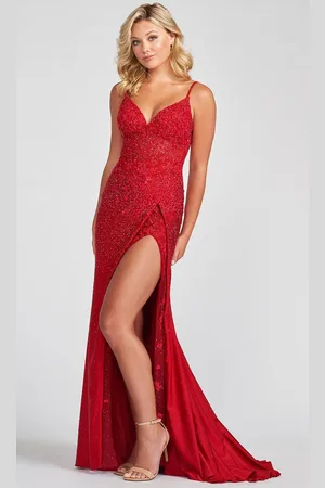 Ellie Wilde EW122044 - V-Neck Slit Prom Dress
