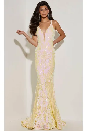Jasz Couture 7432 - Deep V-Neck Sleeveless Dress