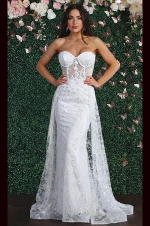 May Queen MQ1837 - Strapless Corset Bodice Sheath Gown