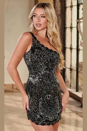 Rachel Allan 40268 - Beaded One Shoulder Dress