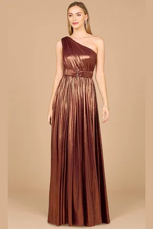 Lara Dresses 8122 - Metallic One Shoulder Evening Gown