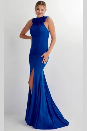 Studio 17 Prom 12913 - Feathered Halter Neck Evening Gown