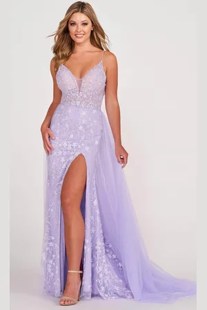 Ellie Wilde EW34058 - Glittered Sheath Dress with Detachable Overskirt