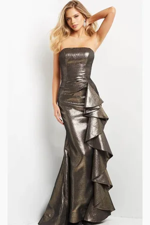 JOVANI 07582 - Metallic Ruffled Evening Dress