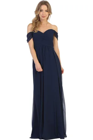 May Queen MQ1711B Off Shoulder Chiffon A-Line Dress