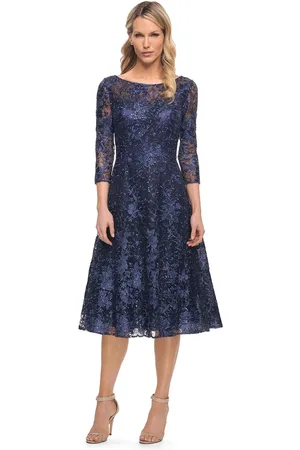 La Femme 30005 - Embroidered Tea Length Dress