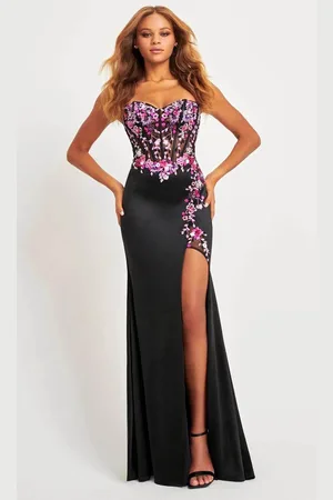 FAVIANA 11029 - Sweetheart Floral Sequin Prom Gown
