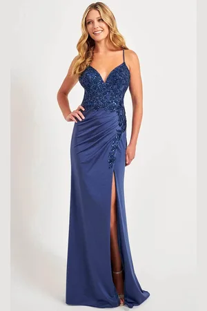 FAVIANA 11018 - Deep V-Neck Sheath Prom Gown