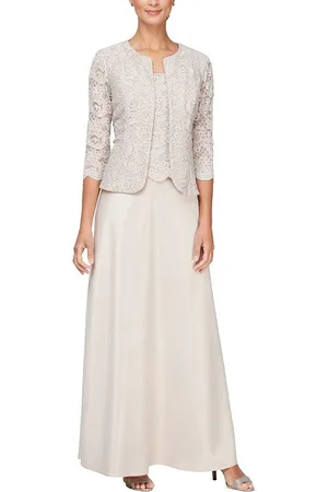 Alex Evenings 81122326 Lace And Satin Dress With Jacket