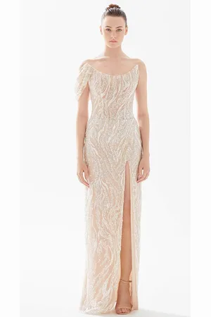 TARIK EDIZ 98302 - Strapless Boat Neck Evening Gown