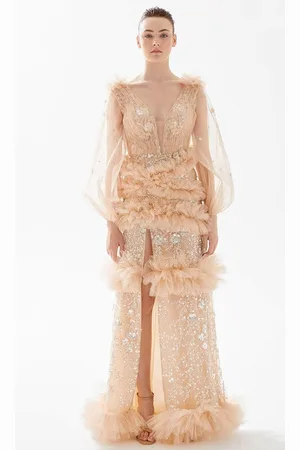 TARIK EDIZ 98263 - Ruffled Tulle Evening Dress