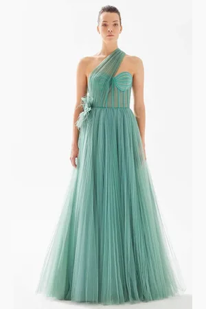 TARIK EDIZ 98254 - Asymmetric Corset Evening Dress