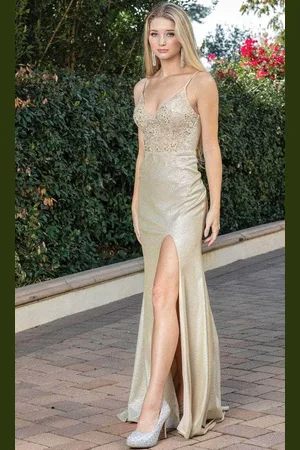 Dancing Queen 4313 - Sleeveless V-Neck Sheath Evening Dress