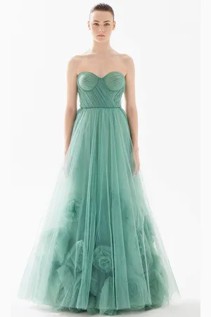 TARIK EDIZ 98244 - Ruched Floral Evening Dress