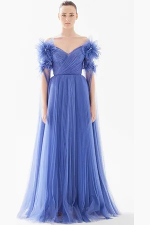 TARIK EDIZ 98248 - Ruched Off Shoulder Evening Gown