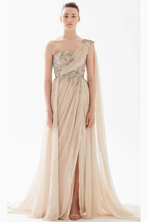 TARIK EDIZ 98222 - Embroidered Asymmetric Evening Dress