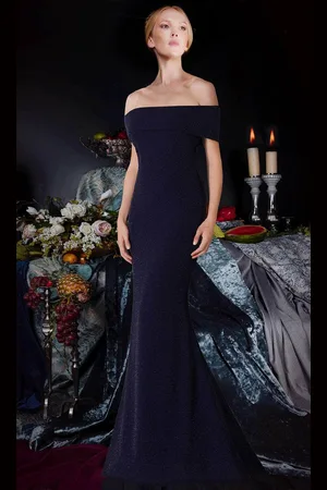 Janique 2933 Off Shoulder Glitter Mermaid Gown