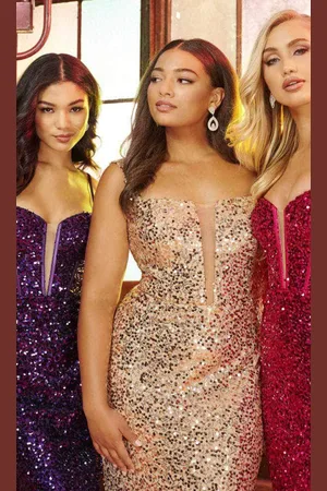 Tiffany & Co. 16081 - Plunging Sweetheart Sequin Prom Gown
