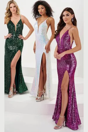Panoply 14171 - Plunging Sequin Evening Gown