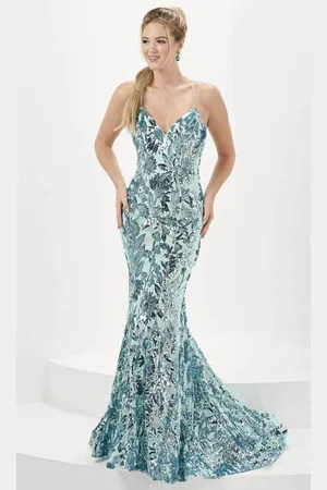 Tiffany & Co. 16077 - Foliage Sequin Mermaid Evening Gown