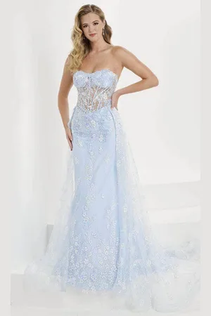 Tiffany & Co. 16107 - Sweetheart Floral Overskirt Evening Gown