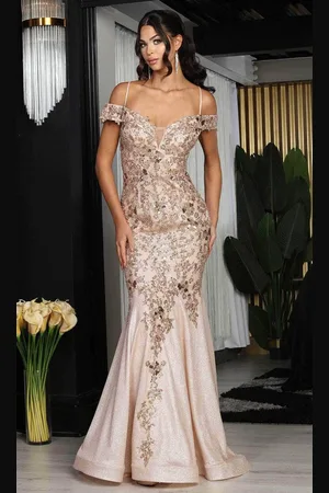 May Queen RQ8040 - Cold Shoulder Mermaid Prom Gown