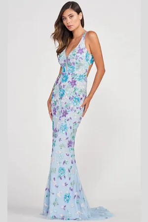 Colette for Mon Cheri CL2088 - Floral Patterned Sequin Plus Size Prom Gown