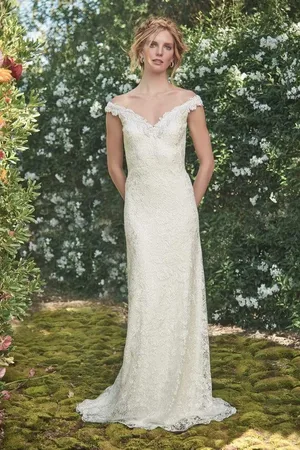 Tadashi Shoji Lace Embroidered Off-Shoulder Dress With Overskirt