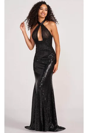 Colette for Mon Cheri CL2066 - Halter Cut Out Sequined Plus Size Prom Gown