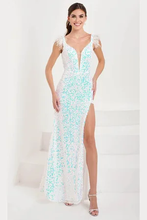 Tiffany & Co. 16055 - Feather Plunged Evening Gown