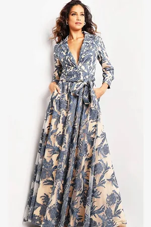 JOVANI 26148 - Collared Embroidered Evening Dress