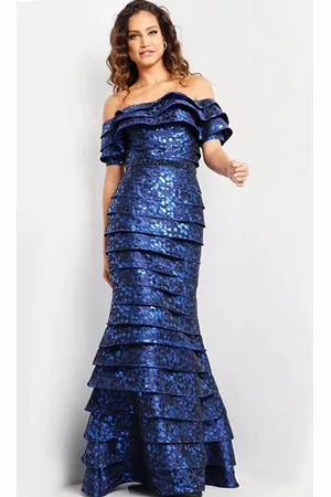 JOVANI 26255 - Layered Off Shoulder Evening Gown