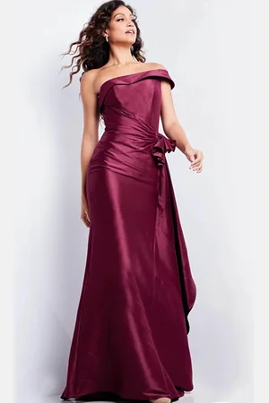 JOVANI 25831 - Straight Ruched Waist Evening Gown