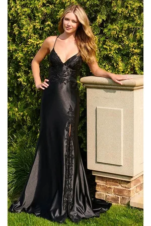 FAVIANA 11010 - Satin V-Neck Prom Gown