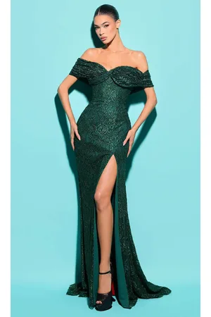 TARIK EDIZ 53227 - Corset High Slit Evening Dress