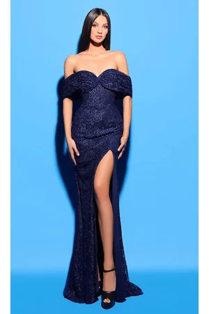 TARIK EDIZ 53227 - Corset High Slit Evening Dress