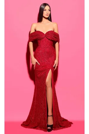 TARIK EDIZ 53227 - Corset High Slit Evening Dress