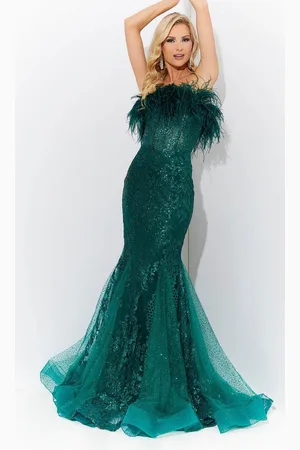 Jasz Couture 7572 - Feather Strapless Prom Dress