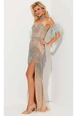 Jasz Couture 7509 - Bead Fringed Sheath Prom Dress