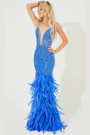 Jasz Couture 7514 - Feather Sheath Prom Dress