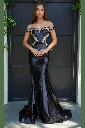 Portia and Scarlett PS24521 - Plunging Sweetheart Sequin Prom Gown