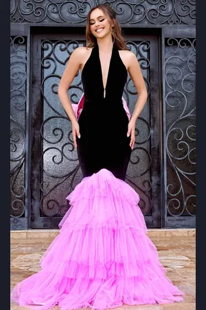 Portia and Scarlett PS24680 - Halter Plunging Prom Gown