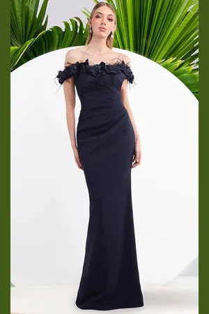 Janique W3016 - Floral Off Shoulder Long Dress