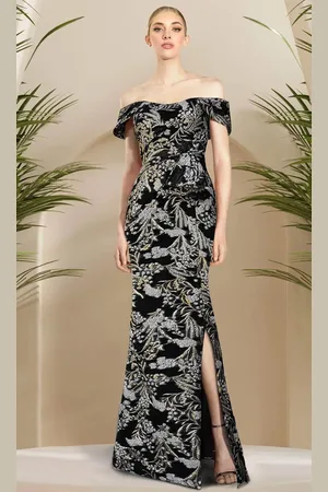 Janique B24920 - Off Shoulder Ornate Mermaid Gown